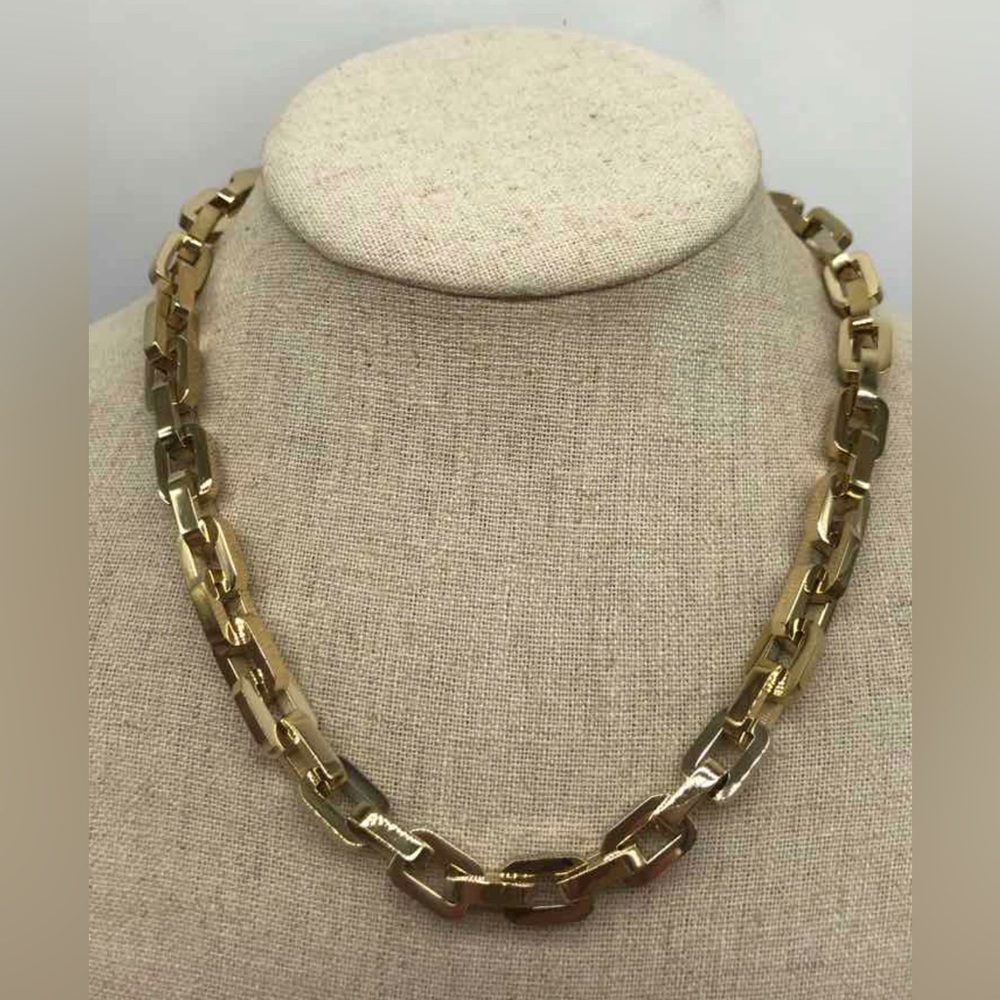 EDDIE BORGO Necklace 18" Supra Chain Link  Gold Tone Collar Choker Statement - Picture 2 of 10